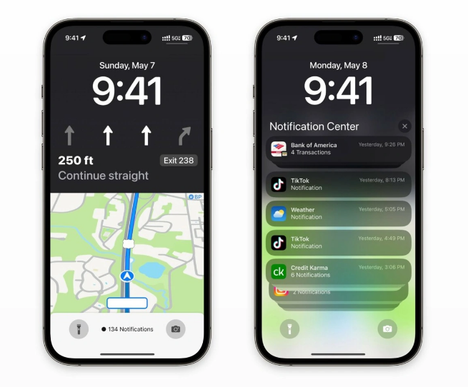 郸城苹果维修服务分享iOS17锁屏地图导航半屏显示长什么样 